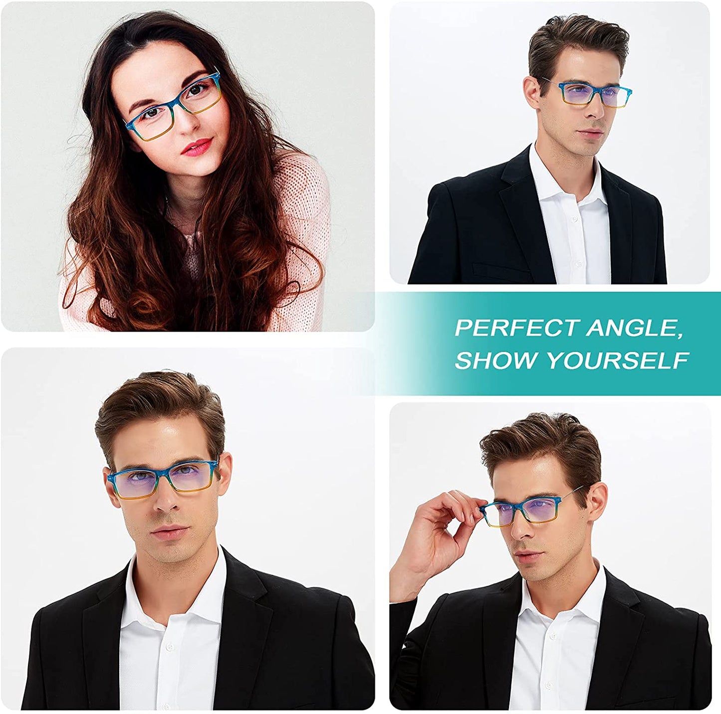 Reading Glasses Blue Light Blocking - 2 Pairs Anti-blue Readers for Men and Women Lightweight Quality Blue Screen Eyeglass