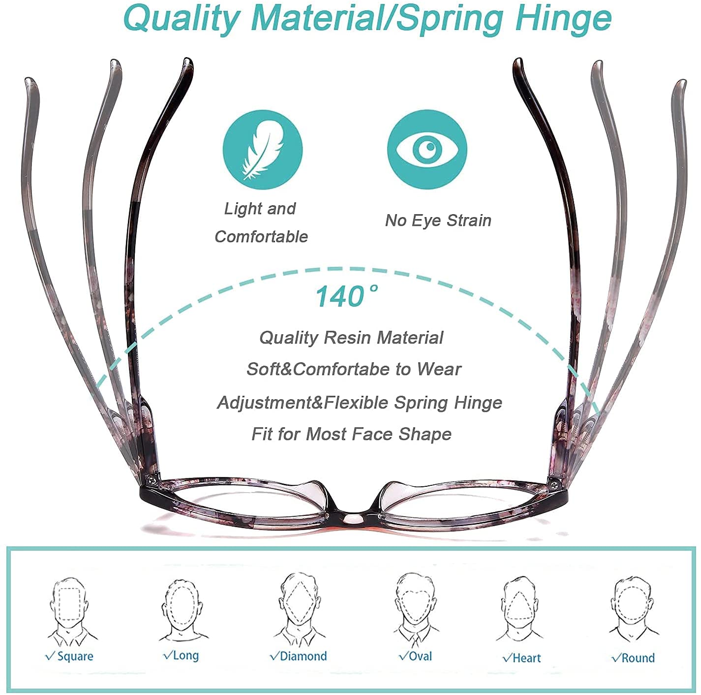 EYEURL 2 Pack Cat Eye Reading Glasses for Women - 1.25 Magnification, Blue Light Blocking Computer Readers, Ultra-Light with Spring Hinge, Stylish Pattern Design