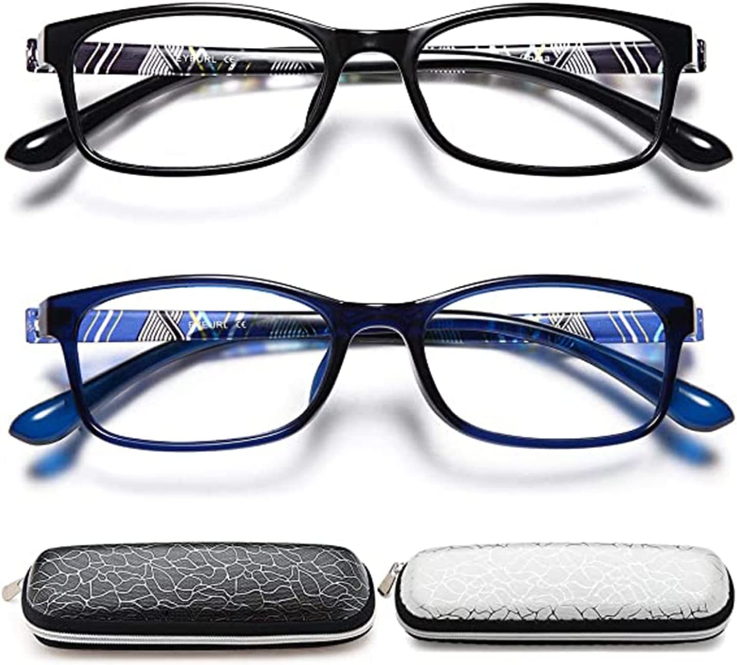 EYEURL Reading Glasses for Women, 2 Pack Blue Light Blocking Readers Lightweight Filter UV Ray/Glare Anti Eyestrain 2.5