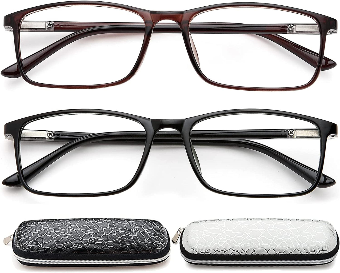 YTDBNS Blue Light Blocking Reading Glasses - 2 Pack Computer Readers for Men and Women, Spring Hinge, Black/Brown (Black and Brown, 1.25)