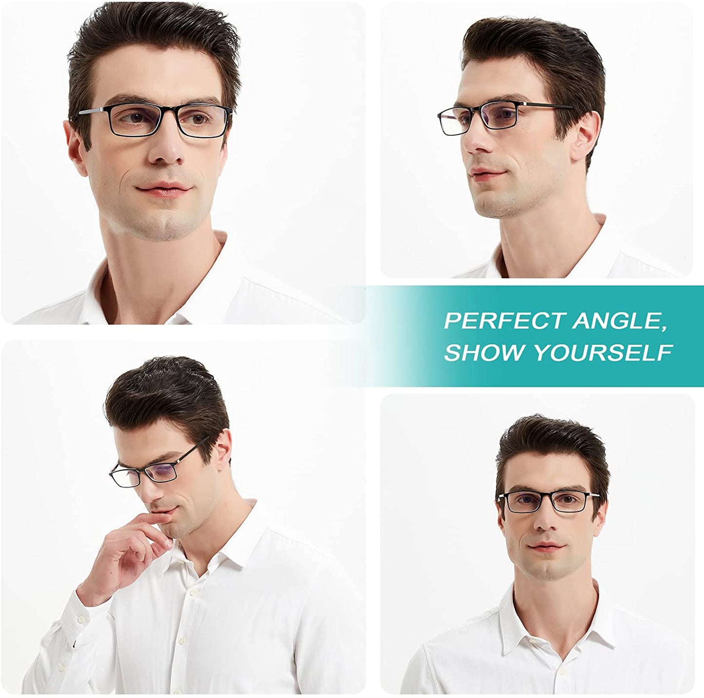 Reading Glasses Blue Light Blocking - 2 Pack Readers Men Women Rectangle Computer Eyeglass