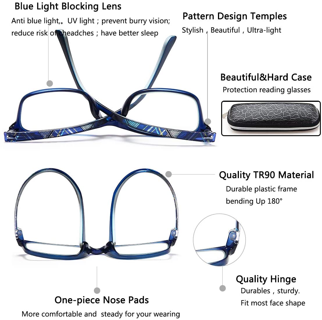 EYEURL Reading glasses Blue Light Blocking Men Women Computer Readers Lightweight TR90 Flexible Frame Eyeglasses UV Protection