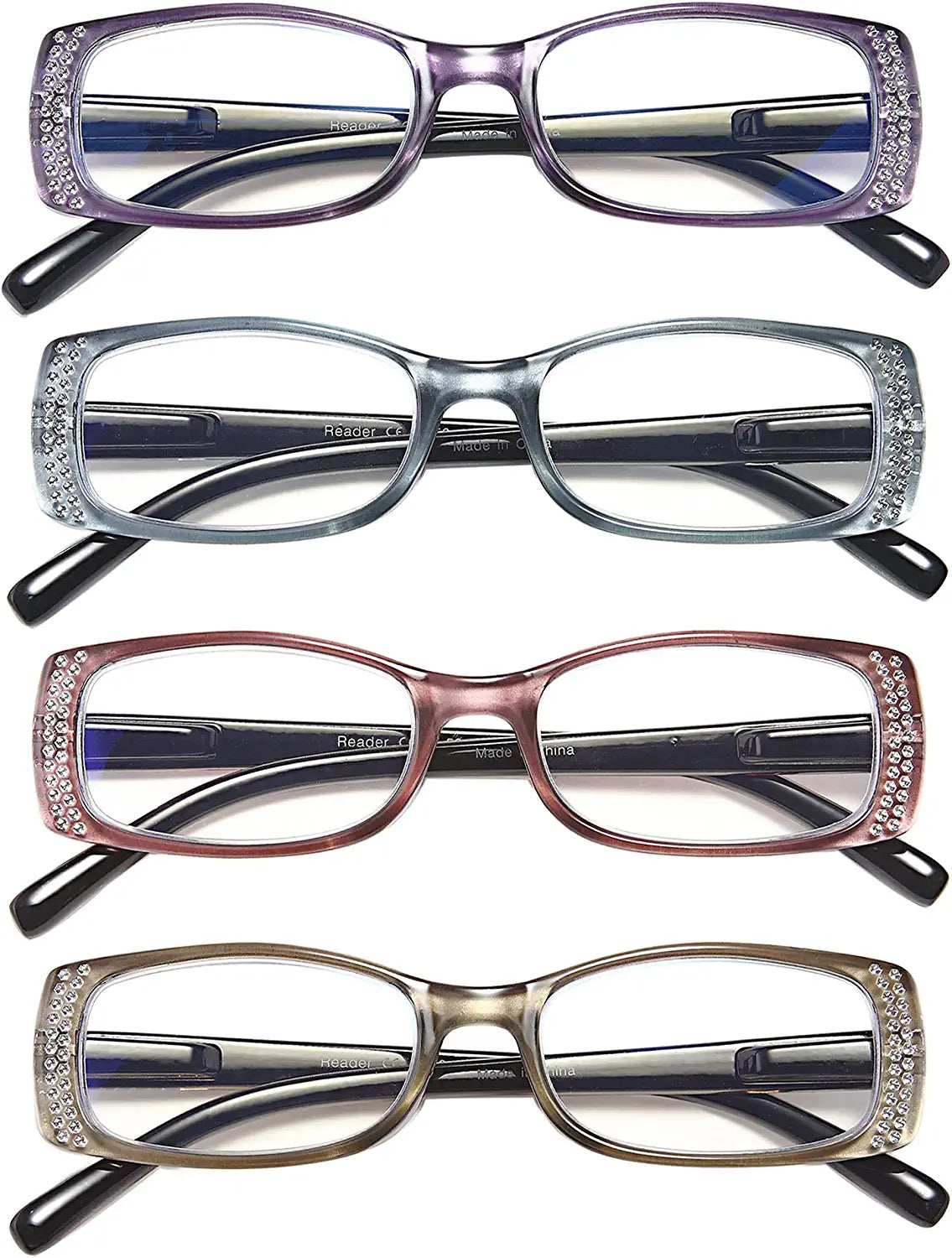 EYEURL 4 Pack Reading Glasses for Women, Blue Light Blocking Fashion Readers for Women Anti Eyestrain UV Ray Filter…