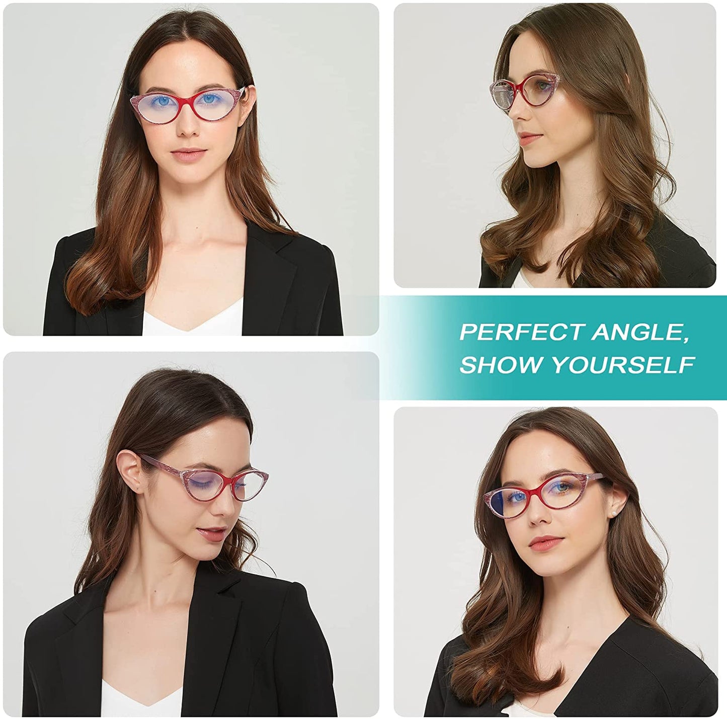 EYEURL Cat Eye Reading Glasses for Women - 3 Pack Blue Light Blocking Spring Hinge Anti Eyestrain Women Readers +2.5