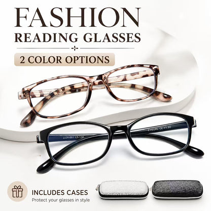 EYEURL TR90 Frame Reading Glasses for Women – 2 Pack Lightweight Blue Light Blocking Readers, Anti Eyestrain Comfortable Eyewear