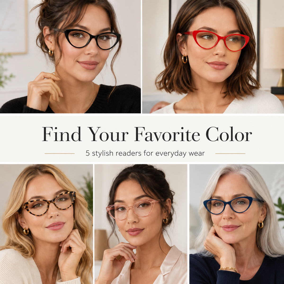 5-Pack Cat-Eye Blue-Light Readers for Women – Red & Tortoise - product photo 4