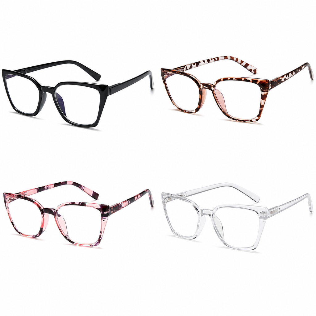 EYEURL 4-Pack Cat Eye Reading Glasses for Women – Fashion Blue Light Blocking Readers, Ladies Computer Eyeglasses