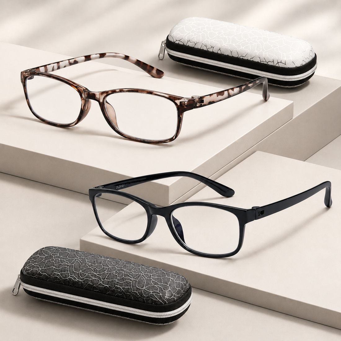 2-Pack Blue-Light Readers for Women – Black & Leopard - product photo 1