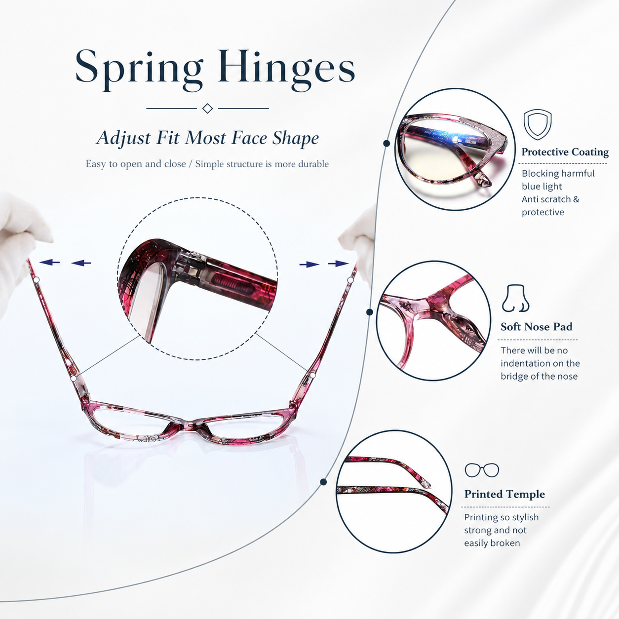 Cat Eye Reading Glasses for Women, Eyeglasses, Blue Light Readers for Women, Computer Eye Glasses, Cheaters, Stylish Glitter Frame for All Face Shapes