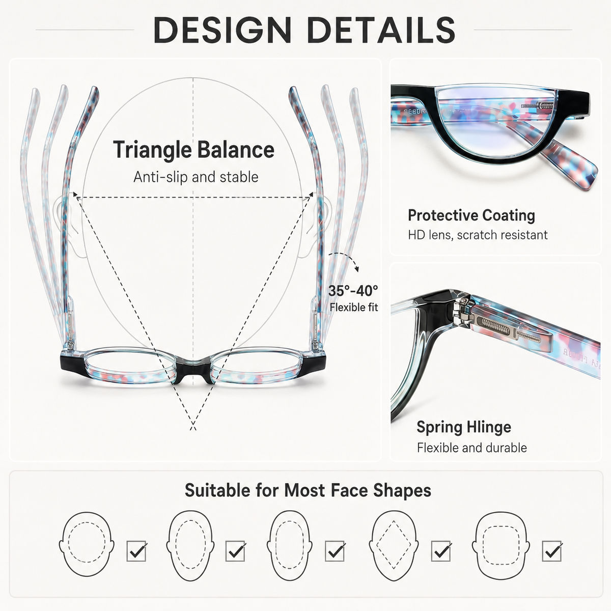4-Pack Fashion Semi-Rimless Blue-Light Readers for Women - product photo 5