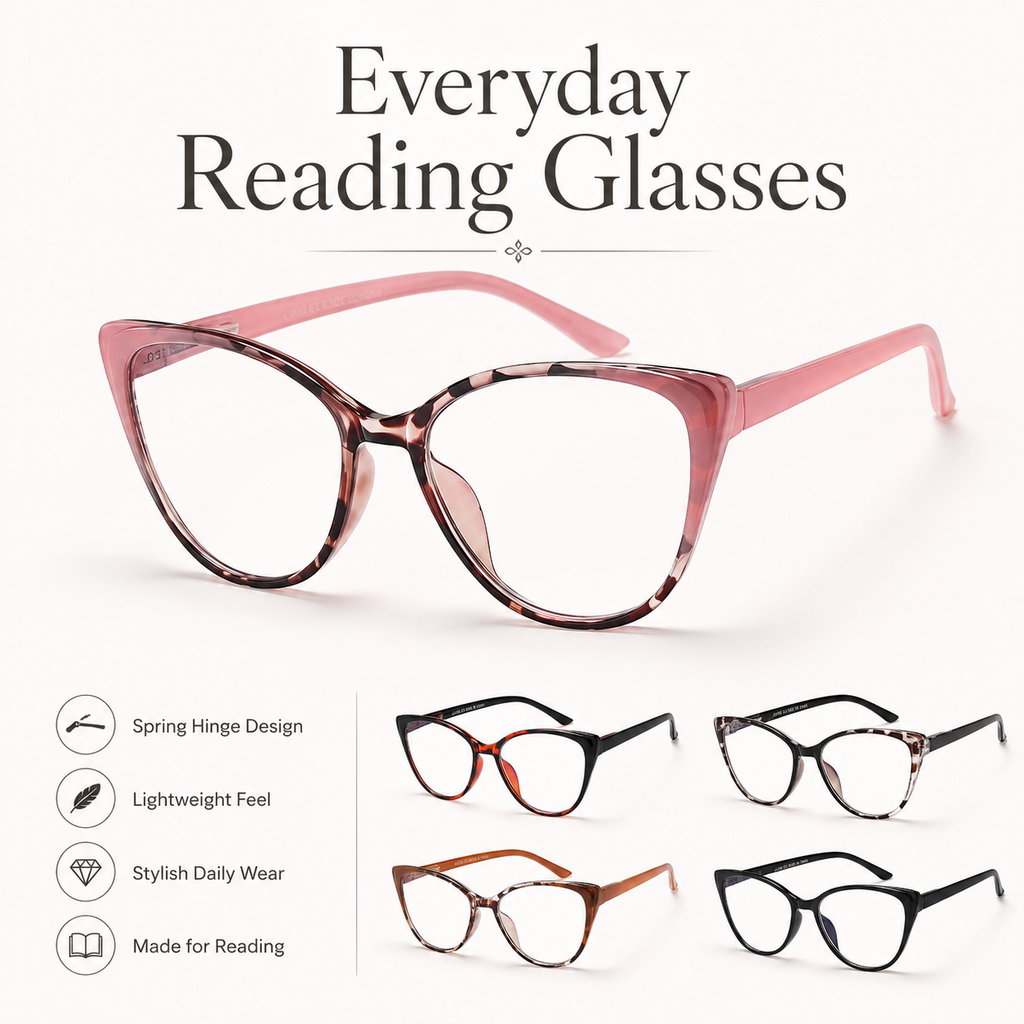 EYEURL Cat Eye Reading Glasses for Women – 5 Pack Blue Light Blocking Fashion Readers with Spring Hinges, Stylish Eyewear for Work and Daily Use