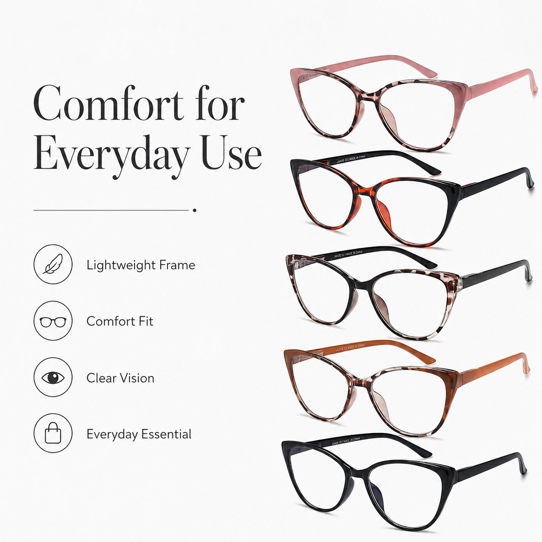 5-Pack Fashion Cat-Eye Blue-Light Readers for Women - product photo 2