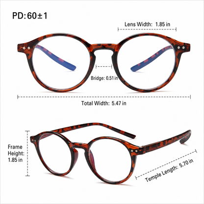 EYEURL 4-Pack Round Reading Glasses for Women Men Neck Hanging Small Blue Light Glasses Retro Round Computer Glasses With Spring Hinges TR90 Lightweight Readers for Women 3.0