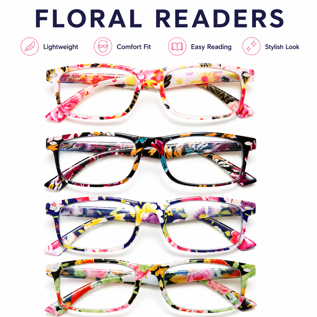 Fashion Reading Glasses for Women – Blue Light Blocking Ladies Readers, Lightweight Stylish Cheaters for Clear Vision
