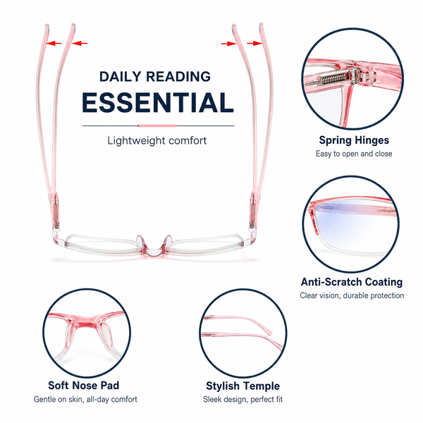 EYEURL 4-Pack Half Frame Blue Light Reading Glasses for Men Rectangle Semi Rimless Readers for Women Spring Hinge Eyeglasses