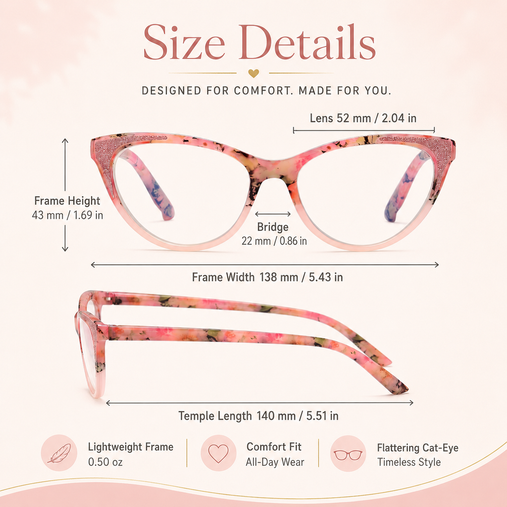 Stylish Cat Eye Reading Glasses for Women – Glitter Frame Blue Light Readers, Fashionable Computer Cheaters for Everyday Comfort