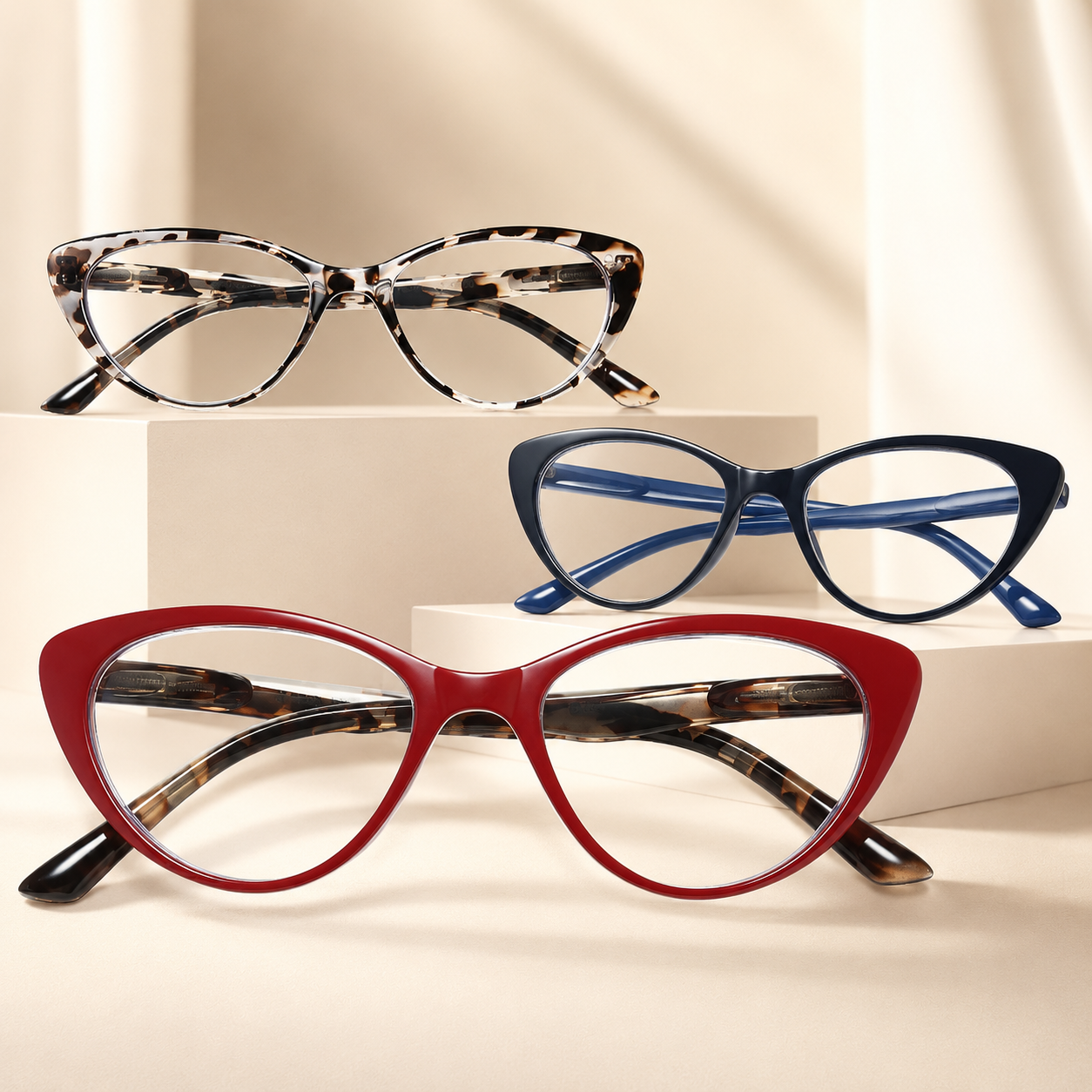 EYEURL Blue Light Blocking Cat Eye Reading Glasses for Women – 4 Pack Computer Readers, Anti-Glare Stylish Eyewear with Clear Vision