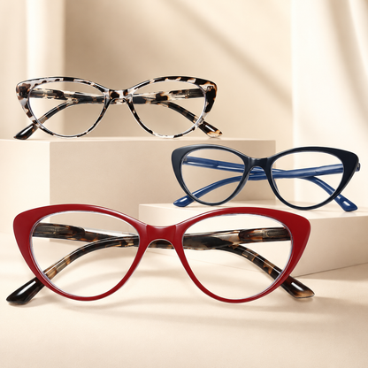 EYEURL Blue Light Blocking Cat Eye Reading Glasses for Women – 4 Pack Computer Readers, Anti-Glare Stylish Eyewear with Clear Vision