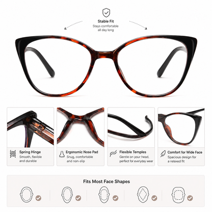 EYEURL Cat Eye Reading Glasses for Women – 5 Pack Blue Light Blocking Fashion Readers with Spring Hinges, Stylish Eyewear for Work and Daily Use