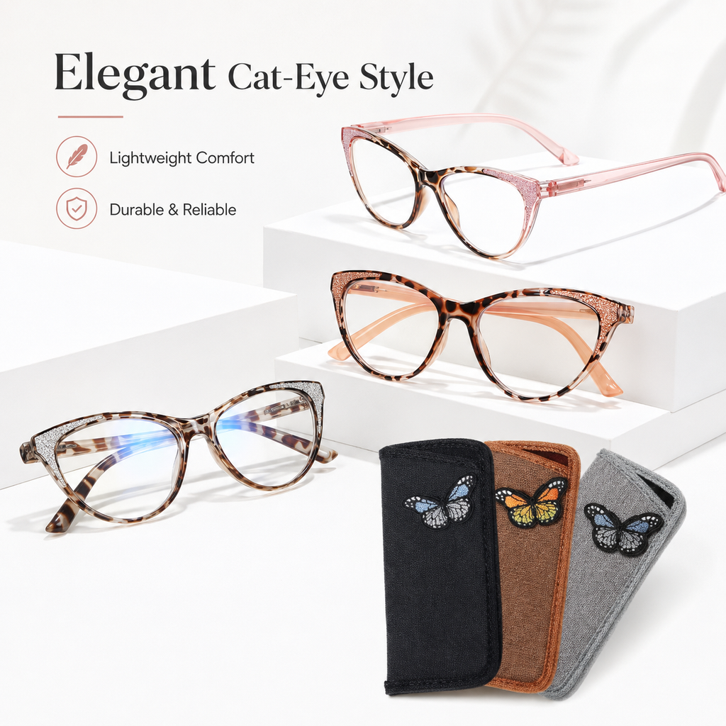 Cat Eye Reading Glasses for Women, Blue Light Blocking Fashion Readers, Anti Glare UV Protection Eyewear