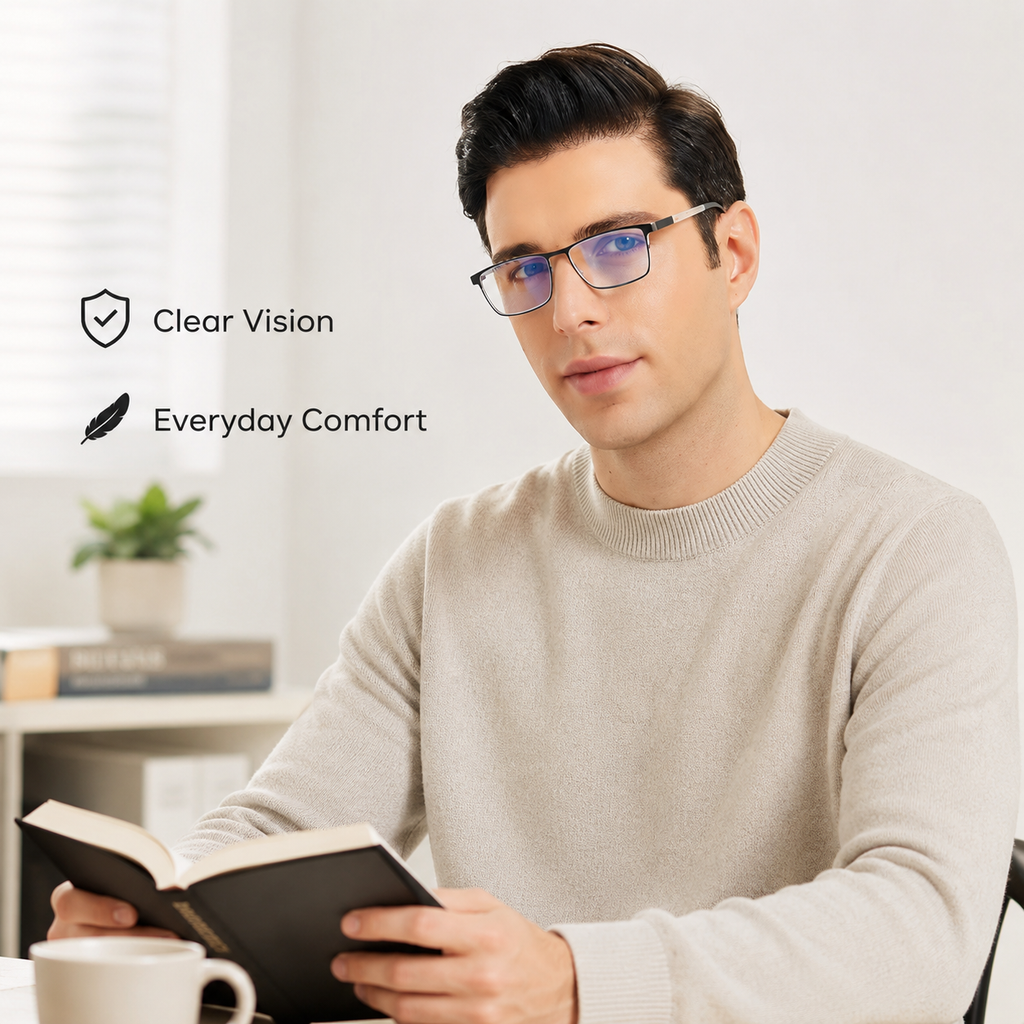 EYEURL 4 Pack Reading Glasses for Men and Women - Blue Light Blocking Readers with Spring Hinges+1.75