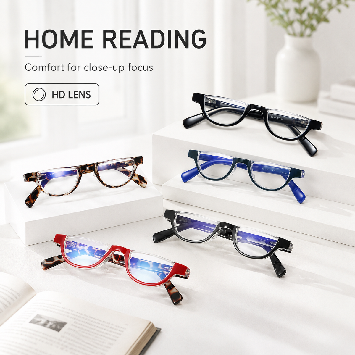 5-Pack Fashion Semi-Rimless Blue-Light Readers for Women - product photo 4