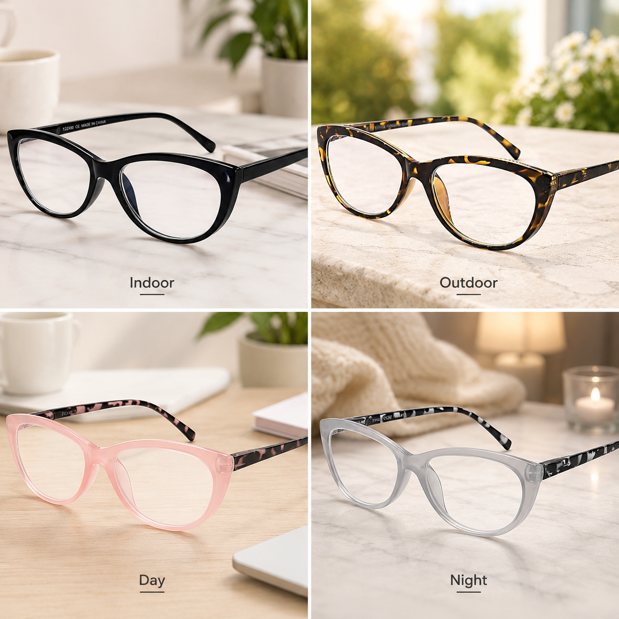 EYEURL Blue Light Blocking Cat Eye Reading Glasses for Women – 4 Pack Stylish Readers, Anti Eyestrain UV Protection Eyewear for Work and Reading