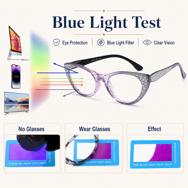 EYEURL Cat Eye Reading Glasses for Women Blue Light Blocking 3 Pack Ladies Computer Readers with Spring Hinge Lightweight Eyeglasses Anti Eyestrain 2.75