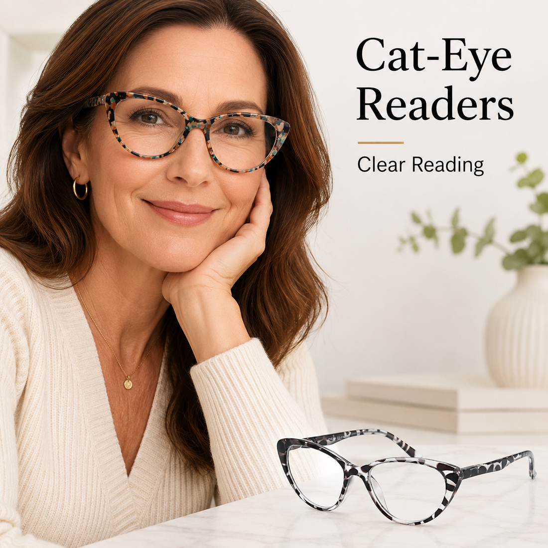 2-Pack Cat-Eye Readers for Women – Tortoise & Champagne - product photo 2