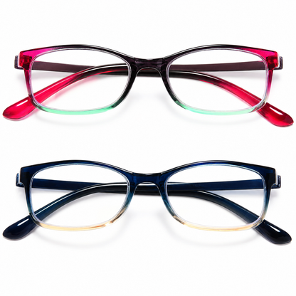 EYEURL Blue Light Blocking Reading Glasses for Women – 2 Pack Lightweight TR90 Frame Readers, Reduce Eyestrain and Improve Comfort