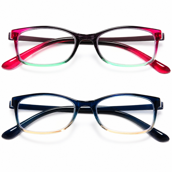 EYEURL Blue Light Blocking Reading Glasses for Women – 2 Pack Lightweight TR90 Frame Readers, Reduce Eyestrain and Improve Comfort