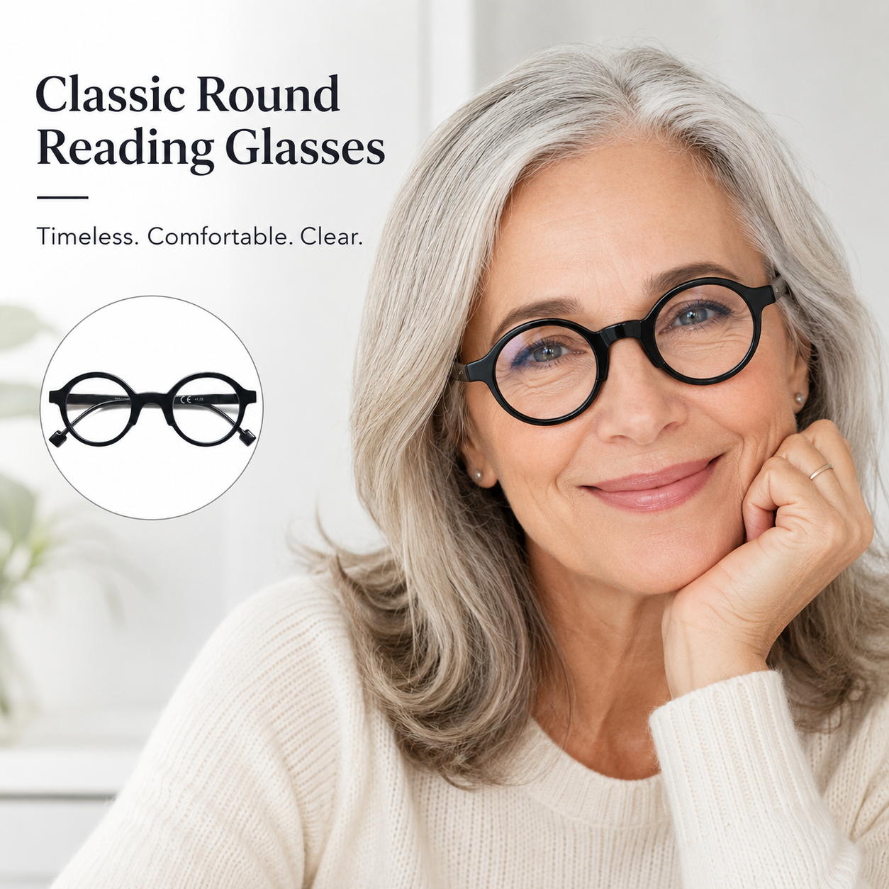Retro Round Reading Glasses for Men/Women, Lightweight Vintage Readers with Spring Hinges Secondary image