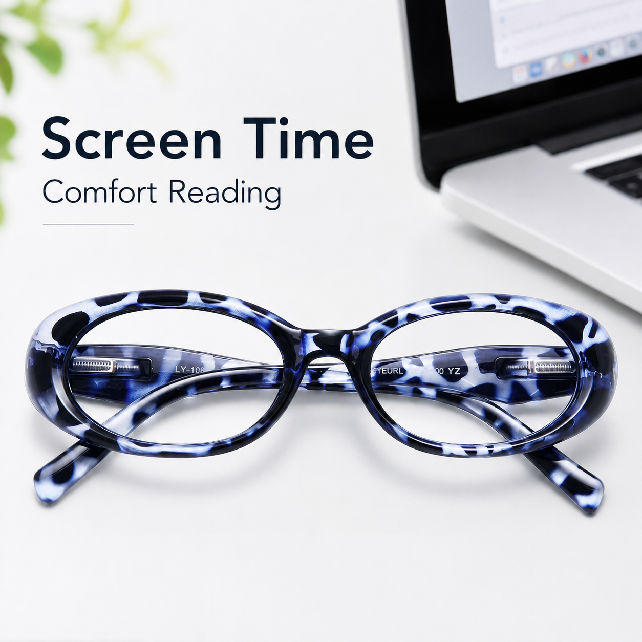 EYEURL Reading Glasses for women Oval Blue Light Blocking Glasses Computer Readers for Women Anti-Glare/UV Rays Eyeglasses with Spring Hinges 1.00