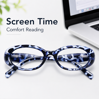 EYEURL Reading Glasses for women Oval Blue Light Blocking Glasses Computer Readers for Women Anti-Glare/UV Rays Eyeglasses with Spring Hinges 1.00