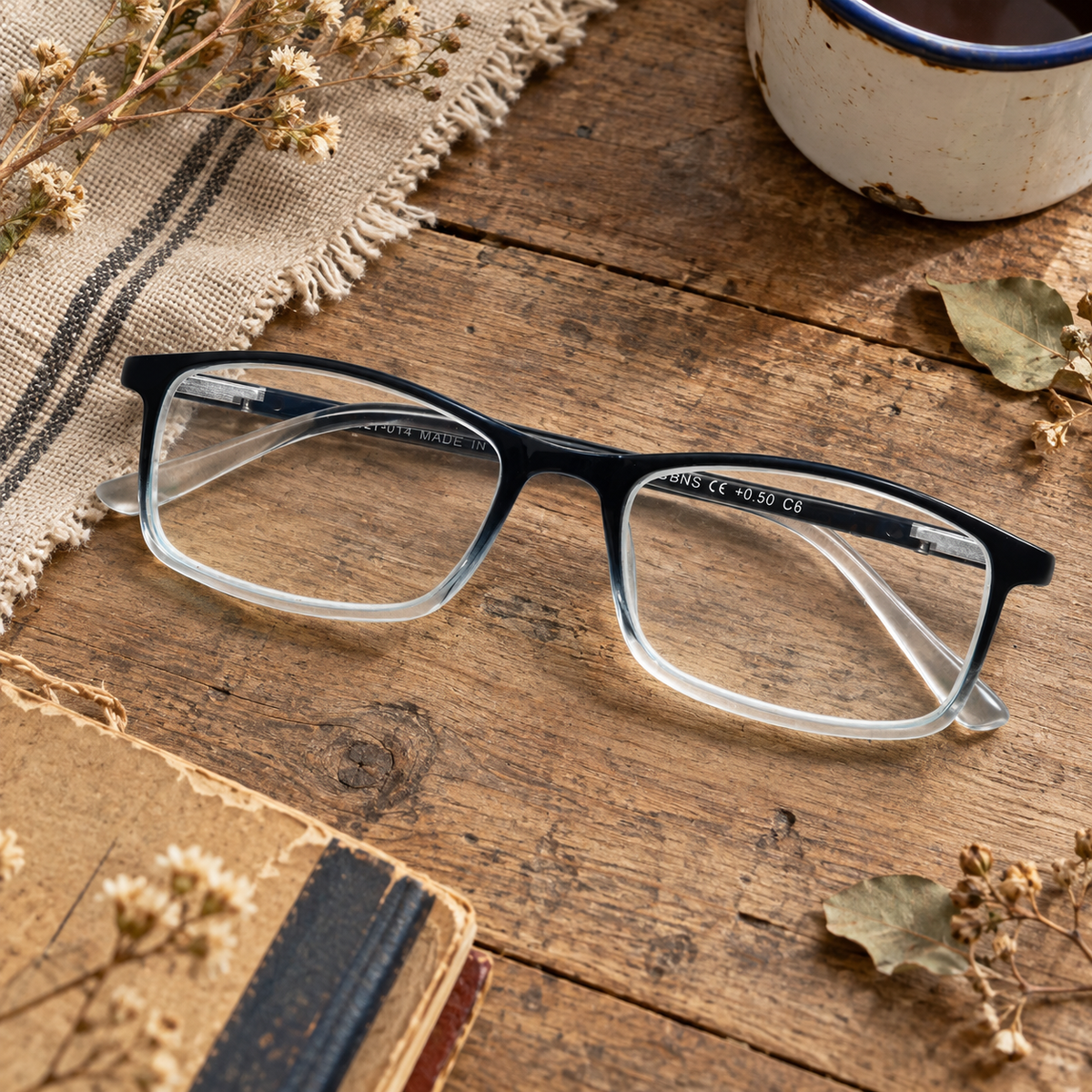 Classic Blue-Light Readers for Men & Women – Black & Tea