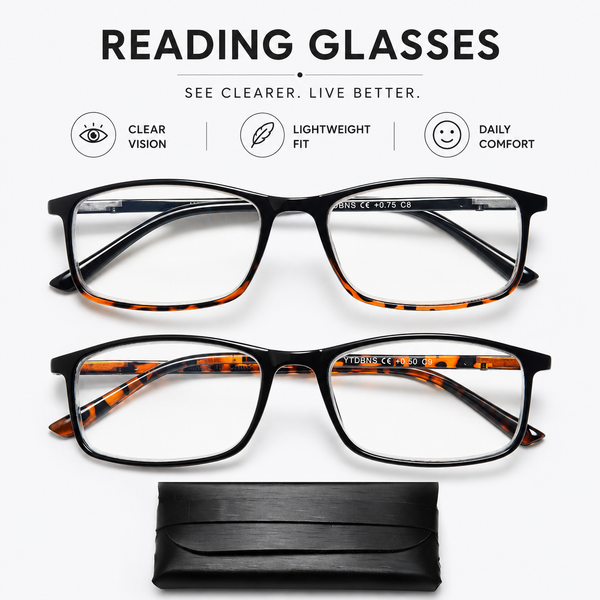 Professional Reading Glasses for Men and Women – Blue Light Blocking Computer Readers with Spring Hinges, Anti Glare & UV Protection