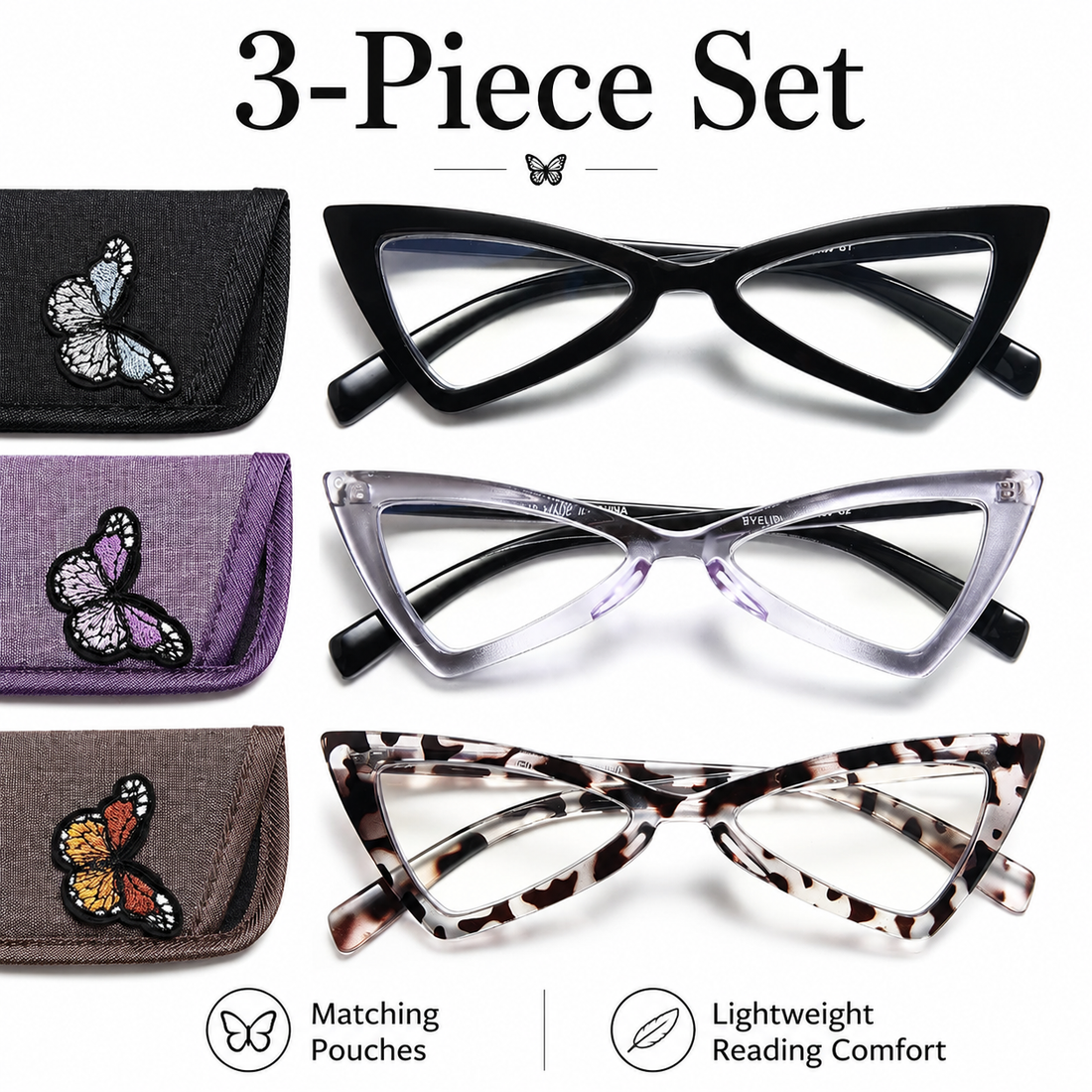 3-Pack Oversized Cat-Eye Blue-Light Readers for Women - product photo 1