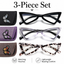 EYEURL 3-Pack Cat Eye Reading Glasses for Women Oversize Blue Light Blocking Computer Glasses Spring Hinge Anti Eyestrain/Computer Glare/UV Readers for Women,0.5