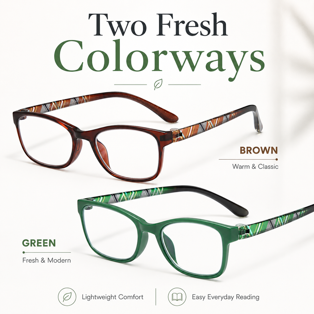 2-Pack Classic Blue-Light Readers for Women – Brown & Green - product photo 1