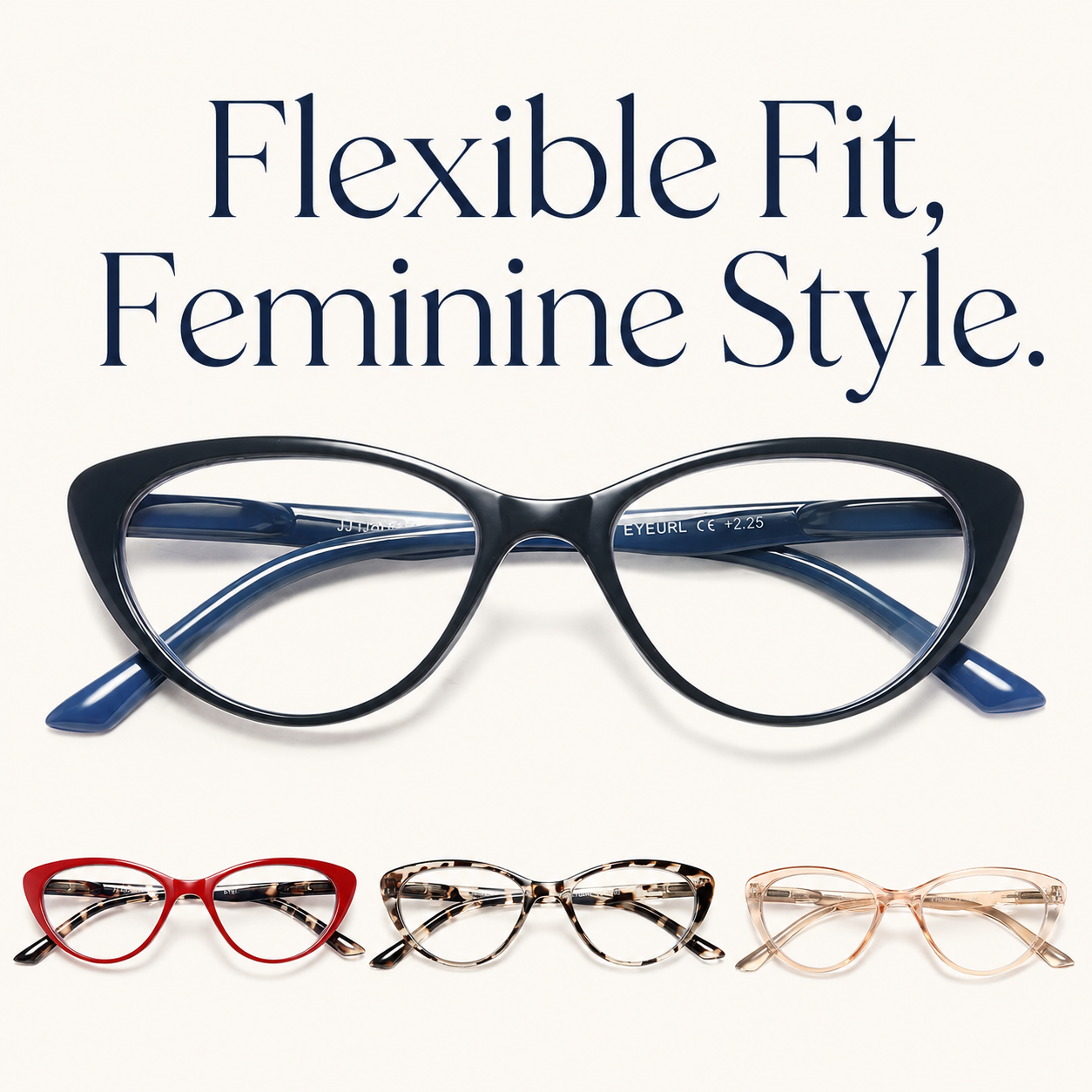 EYEURL 4 Pack Cat Eye Reading Glasses for Women – Blue Light Blocking Fashion Computer Readers, Anti-Glare Lightweight Eyeglasses