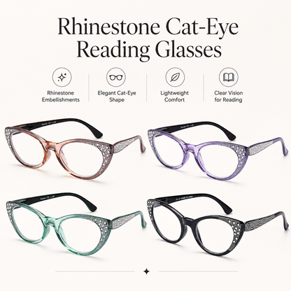 EYEURL Cat Eye Reading Glasses for Women – 4 Pack Blue Light Blocking Fashion Readers with Flexible Spring Hinges, Anti-Glare and UV Protection Eyewear
