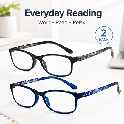 EYEURL 2 Pack Blue Light Blocking Reading Glasses for Women – Lightweight TR90 Frame Readers, Reduce Digital Eyestrain