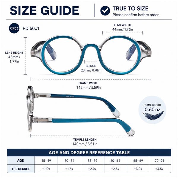 Unisex Retro Round Reading Glasses – Fashion Color Frame Blue Light Blocking Readers, Spring Hinges for Comfort and Eye Protection
