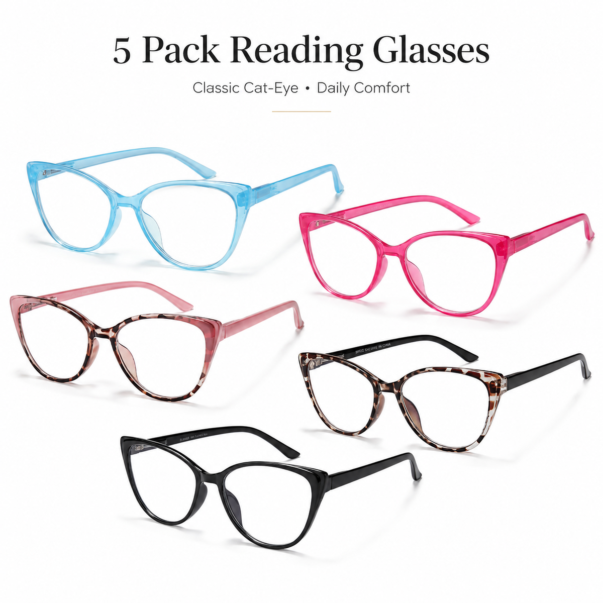 5-Pack Fashion Cat-Eye Blue-Light Readers for Women - product photo 7