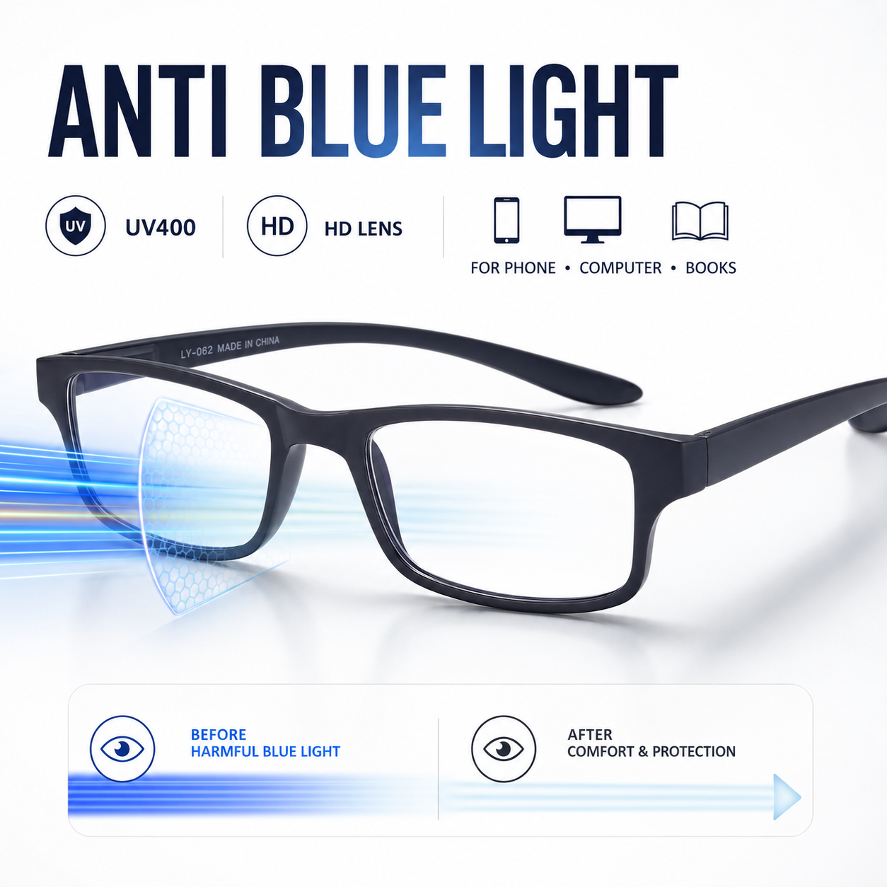 EYEURL Blue Light Blocking Neck Hanging Reading Glasses – 2 Pack Computer Readers for Women and Men with Spring Hinges, Practical Anti-Glare Eyewear