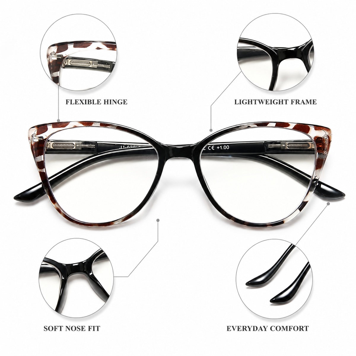 5-Pack Fashion Cat-Eye Blue-Light Readers for Women - product photo 5