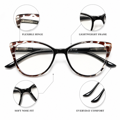 EYEURL 5 Pack Cat Eye Reading Glasses for Women – Blue Light Blocking Fashion Computer Readers with Spring Hinges, Lightweight Stylish Eyeglasses