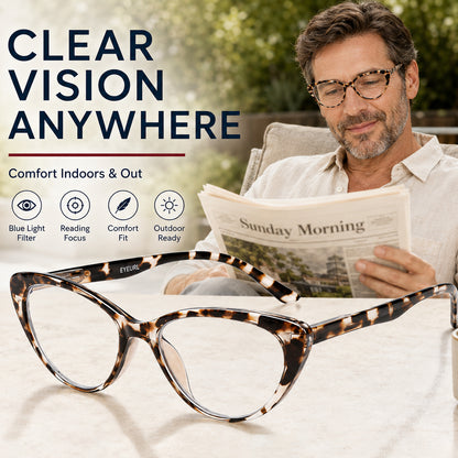 EYEURL 4 Pack Cat Eye Reading Glasses for Women – Blue Light Blocking Fashion Computer Readers, Anti-Glare Lightweight Eyeglasses