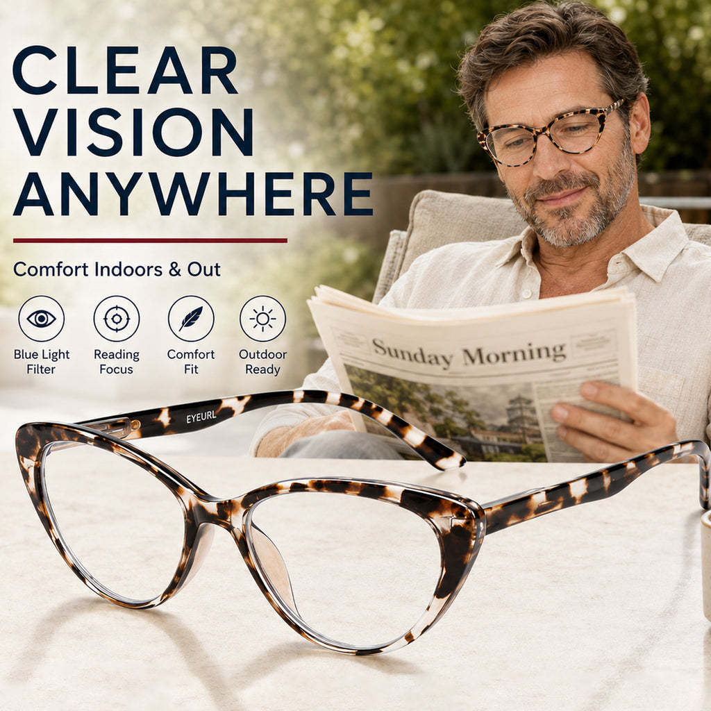 EYEURL Stylish Cat Eye Reading Glasses for Women – 4 Pack Blue Light Blocking Computer Readers, Anti-Glare Lightweight Eyewear
