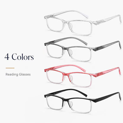 EYEURL 4-Pack Half Frame Blue Light Reading Glasses for Men Rectangle Semi Rimless Readers for Women Spring Hinge Eyeglasses